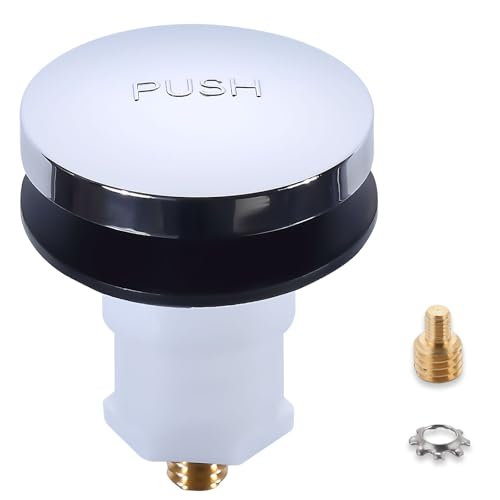 Universal Toe Touch Bathtub Drain Stopper - 3/8'' & 5/16'' Thread Studs with Star-Shaped Lock Washer, Chrome (1 Pack) - color: Chrome