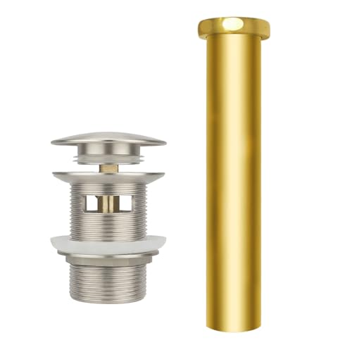 Free Standing Tub Drain Kit, Freestanding Tub Drain, Pop-Up Freestanding Bathtub Drain Stopper, Compatible with Freestanding Bathtub Drain Rough-in Kit (Brushed Nickel) - color: Brushed Nickel