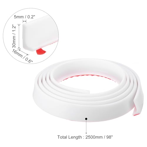 uxcell 98 Inch Collapsible Shower Barrier Stopper Water Splash Guard Blocker 98"Lx0.6"Wx1.2"H for Bathroom Kitchen Wet and Dry Separation, White - color: White, size: 98"Lx0.6"Wx1.2"H