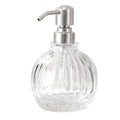 Round Bathroom Soap Dispenser Brushed Nickel Pump, Glass Bottle with Stainless Steel Pump Liquid Soap Dispenser Sphere Countertop Hand Kitchen - color: Brushed Nickel, size: 11oz-Round