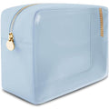 Large Clear Makeup Bag TSA-Approved Travel Cosmetic Pouch Spacious Transparent Toiletry Bag for Women and Girls Waterproof Clear Organizer Case Light Blue - color: Light Blue, style: Large