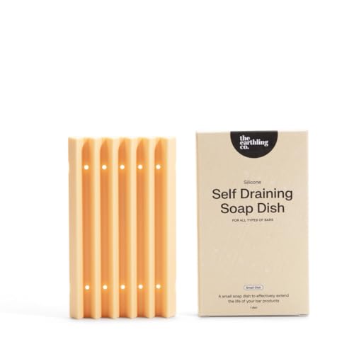 The Earthling Co. Self Draining Soap Dish Silicone Soap Holder to Prevent Mushy Bars and Extend Bar Life, Shampoo and Conditioner Bar Tray for Bathroom, Shower, Countertops (Small Dish) - size: 4.75"