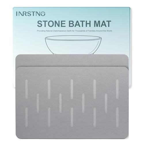 Large Stone Bath Mat 2 Pack, 31.5'' x 19.7'' Quick Drying Diatomaceous Earth Mat Large, Super Absorbent, Non Slip Diatomite Stone Bath Rugs for Bathroom, Easy to Clean (Light Grey) - color: Light Grey