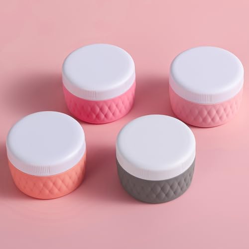 Kuangre Travel Containers for Toiletries, Silicone Cream Jars BPA-Free, TSA Approved 2oz Travel Size Containers, Leak-proof Silicone Jars with Lid for Cosmetic Face Hand Body Cream (4 Pack) - color: Pink, size: 2 Ounces