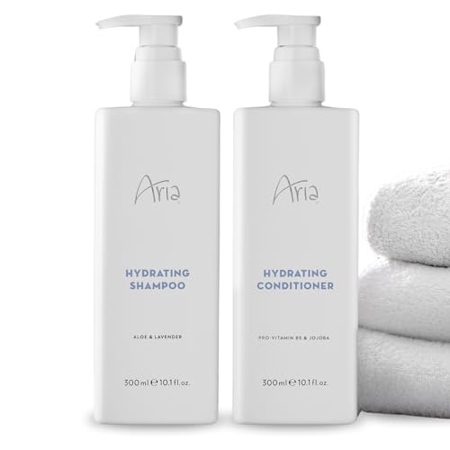 Aria Hair Care Set - Shampoo & Conditioner - Scented with Cedarwood, Green Mandarin, Lavender - Vegas Hotel Bath Amenities - 10 oz, White - size: 10 Fl Oz (Pack of 2)