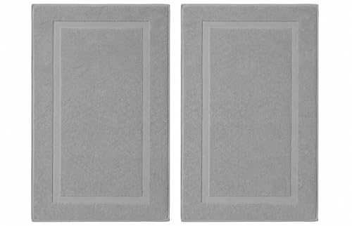 SALBAKOS 100% Turkish Cotton Bath Mat Set 2-Piece - 20x34 inch, Hotel & Spa Collection, Soft, Absorbent, Long Lasting, Durable Bathroom Rugs | Made in Turkey (Silver, 2 Bath Mats) - color: Silver, size: 2 Bath Mats