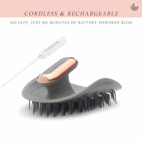 MANTA Pulse Electric Scalp Massage Brush – Wet Exfoliating Scalp Massager, Shampoo Brush for Hair Growth with Shower Holder, Grey