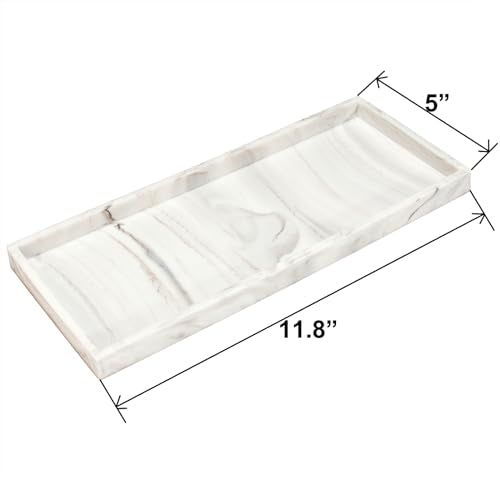 DNC Silicone Bathroom Tray for Counter, 2PC 11.8" Vanity Tray for Countertop, Kitchen Sink Soap Tray for Dish Holder Dispenser Toilet Tank Desk Organizer - color: Marble-like(11.8"+11.8”), size: 11.8" x 5" x 0.7"