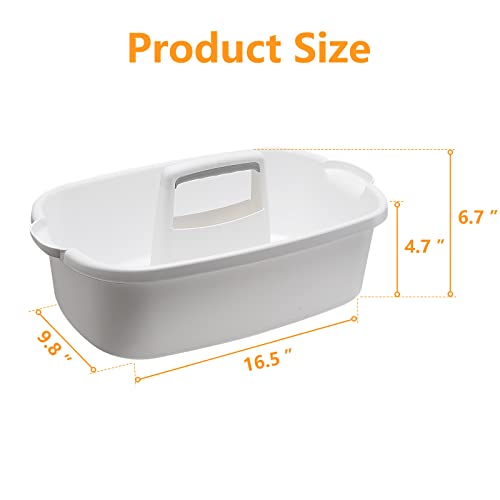 Goderewild 2 Pack Multi-Purpose Plastic Cleaning Caddy with Handle, Shower Caddy Organizer/Storage Basket/Totes Portable for Bathroom Supplies, Cleaning Products, Under Sink Tool. (grey+white) - color: Grey+White, size: 2 Pack