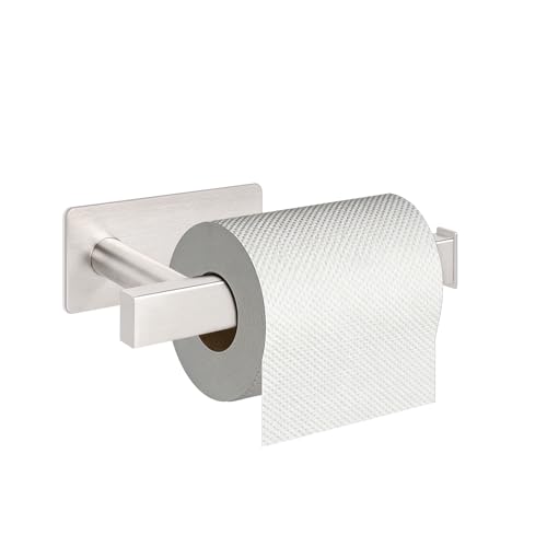 NearMoon Toilet Paper Holder Self Adhesive, Premium Thick SUS304 Stainless Steel Square Rustproof Toilet Roll Holder no Drilling for Bathroom, Kitchen, Washroom (Brushed Nickel) - color: Brushed Nickel