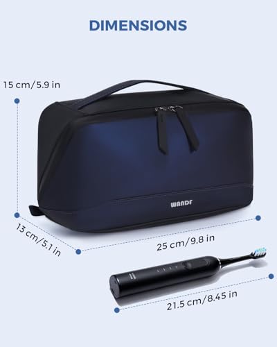 WANDF PU Leather Toiletry Bag for Men, Dopp Kit with Hanging Pouch