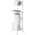 Simple Houseware English Style Bathroom Toilet Tissue Roll Holder Stand with Shelf, Marbled White - color: White, size: Wood Shelf - 29.2''H