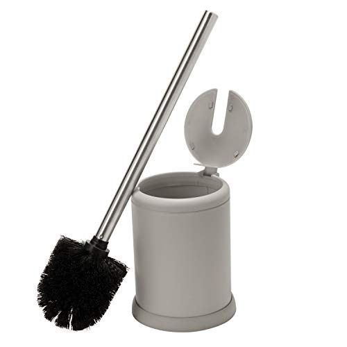 Bath Bliss Toilet Brush and Holder | Self Closing Lid | 360 Degree Brush Head | Bathroom Cleaning | Compact Size | Storage and Organization | Matte Grey - color: Matte Grey, size: 1 Pack