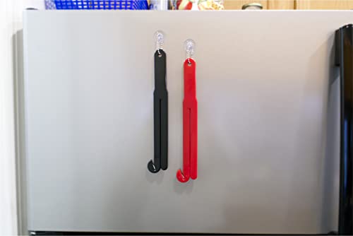Food Bag Pouch Cutter Opener with Stainless Steel Blade and Squeezer for Kitchens - Includes EZ Hang Chain and Suction Cup for Easy Storage (1 Black - 1 Red (2pk)) - color: 1 Black - 1 Red (2pk)