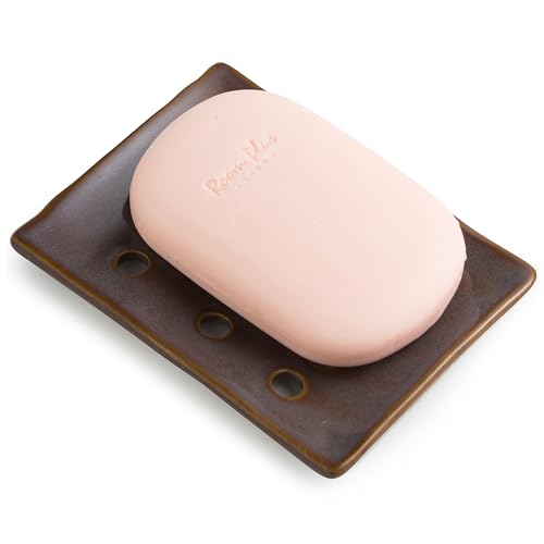 Soap Holder, Ceramic Soap Dish for Shower, Japanese Soap Tray with Self Drain for Sponges, Bath Tub, Bathroom, and Kitchen Sink, Purple - color: Purple, size: with Drain Holes