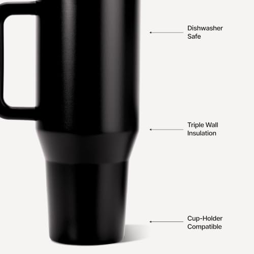 HydroJug Traveler 40oz, Insulated Tumbler with Handle & Straw, Black - color: Black, size: 40 Ounces