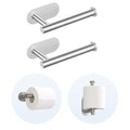 2 Packs Toilet Paper Holder No-Drill Self-Adhesive Towel Rack Stainless Steel Waterproof Rustproof Roll Paper Holder for Bathroom Washroom RVs (Brushed Silver) - color: Silver