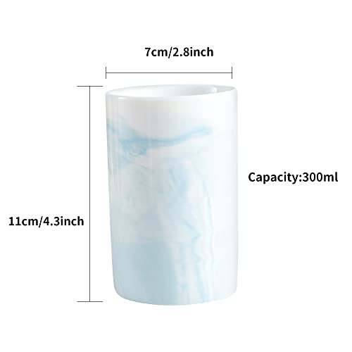 Ceramic Toothbrush Holder, Bathroom Cup, Drinking Mug, Coffee Cups, Marble Pattern Pen Holders, 300ml/Pcs (Blue) - color: Blue