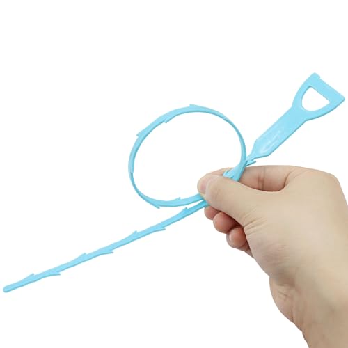 3 Pack 20 Inch Drain Clog Remover Snakes Blue | Hair Cleaning Tool Effective Drain Snake Auger Tool for Sink, Shower, Bathtub, and Toilet - color: Blue