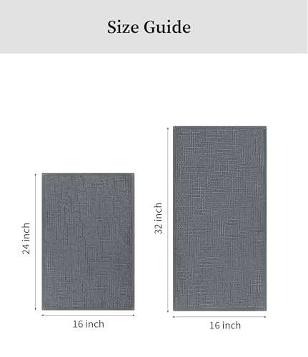 YIHOUSE Bathroom Rugs Sets 2 Piece Gray, 16x24+16x32in | Non Slip, Quick Dry, Absorbent, Washable, Thin Fit Under Door - color: Grey, size: 2 pieces