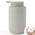 BosilunLife Foam Hand Soap Dispenser - Ceramic Foaming Soap Dispenser for Bathroom 12oz Refillable Liquid Lotion Soap Dispenser with Rust-Proof Foaming Pump for Countertop - color: Light Grey Foam Pump