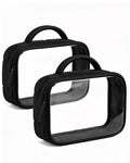 Moyad TSA Approved Toiletry Bag Clear Quart Size Travel Bags Makeup Bag | Large Opening, for Men and Women, Carry on Airline Compliant, Transparent Liquids Pouch, Puffer Black - color: Puffer Black, size: 2 Pack, Handle