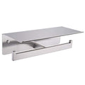 APLusee Double Toilet Paper Holder with Shelf, 304 Stainless Steel Brushed Nickel Bathroom Tissue Holder, Commercial Paper Roll Dispenser Wall Mounted - color: Brushed Nickel, size: Double Rod