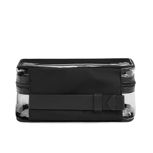Away Clear Toiletry Bag - Water-Repellent Travel Toiletry Bag with 2 Compartments, U-Zip Opening, Interior Zip Pocket - Jet Black - color: Jet Black