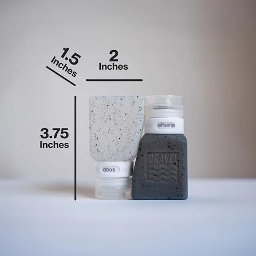 Gravel Silicone Travel Bottles for Toiletries 3oz (2-Pack) – Leakproof, BPA-Free, TSA Approved Travel Bottles with Label System for Shampoo, Conditioner, and Liquid Toiletries (Clear & Gray) - color: Clear Speckle & Gray Speckle