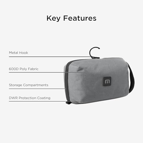 TravisMathew Approach Water-Resistant Travel Toiletry Bag with Hook, Shadow Grey - color: Shadow Grey