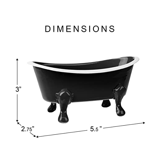 Rustic Enamel 1 Piece 5.5" Metal Clawfoot Mini Bathtub Soap Dish Mini Bath Tub Decoration Clawfoot Tub Soap Caddy Collection (Black) - color: Black