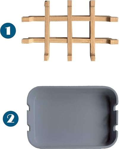 Aoheuo Modern Bamboo Fiber soap Holder and soap Dish Combination (Removable), Gray, 5.12 Long by 3 Wide, 0.98 inches high, Used in Kitchens, bathrooms, and bar Sinks - color: Gray, size: 1Pack (Bamboo)