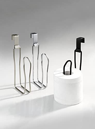 SunnyPoint Over The Tank Toilet Tissue Paper Roll Holder Dispenser and Reserve for Bathroom Storage and Organization - Metal, Hanging, Holds 1 Roll (Black) - color: Black