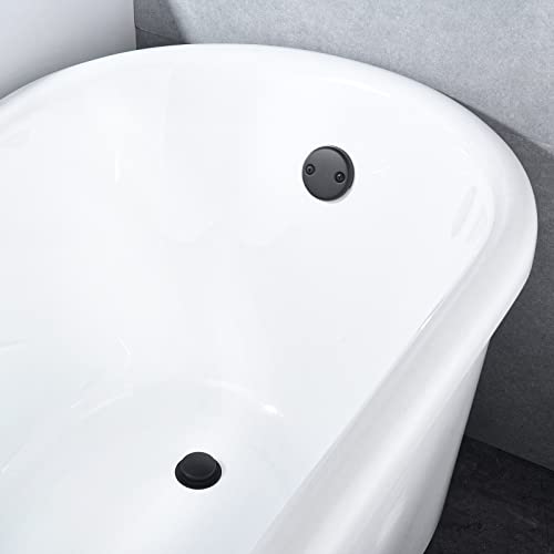 Brass Tip-Toe Tub Drain Kit with Basket Strainer and Two Hole Overflow Faceplate, Matte Black - color: Black, style: 2-hole