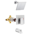 Esnbia Shower Tub Kit, Tub and Shower Faucet Set（Valve Included) with 6-Inch Rain Shower Head and Tub Spout, Single-Handle Tub and Shower Trim Kit,Brushed Nickel - color: Brushed Nickel, style: with tub spout