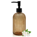 14oz Amber Glass Soap Dispenser with Black Pump – Refillable for Hand Soap, Dish Soap, Lotion, Suited for Kitchen, Bathroom & Laundry Room (Brown) - color: Brown