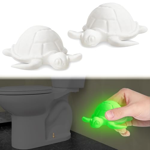 Sea Turtle Toilet Bolt Covers, Glow in The Dark, 2 Pcs, Decorative Set | Bolt Hole 1.35'', Hides Rusty Floor Bolts, Fun Bathroom Decor, Glows Green in the Dark - style: Sea Turtle