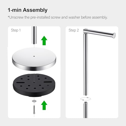 BAGNOLUX Bathroom Toilet Paper Holder Stand with Reserve, SUS304 Stainless Steel Rustproof Pedestal Tissue Roll Holder Heavy Duty, Polished Chrome - color: Polished Chrome