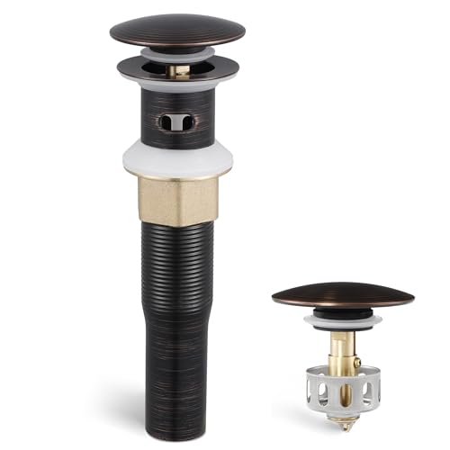 KES Bathroom Sink Drain with Strainer Basket Drain Hair Catcher, Pop Up Drain Stopper Vessel Sink Vanity with Overflow Anti Clog, Oil Rubbed Bronze S2013A-ORB - color: Oil Rubbed Bronze, style: for sink WITH overflow,1-pack