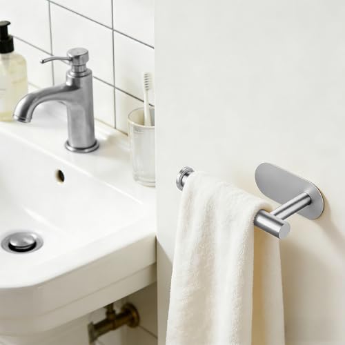2 Packs Toilet Paper Holder No-Drill Self-Adhesive Towel Rack Stainless Steel Waterproof Rustproof Roll Paper Holder for Bathroom Washroom RVs (Brushed Silver) - color: Silver
