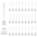 FoldTier 1 Set Toilet Holder and Brush Set 16.14 Inch Toilet Bowl Cleaner Brush with Caddy Bathroom Scrub Plastic Scrubber with Long Handle for Bathroom Cleaning, Easy to Assemble (White) - color: White