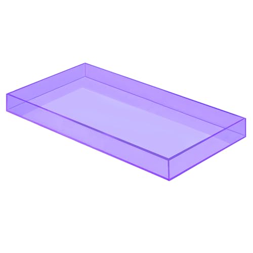 ROYALITA Acrylic Tray Bathroom Tray for Countertop, Guest Towel Holder Tray for Napkin Perfume Jewelry Makeup, Vanity Trays for Soap Dispenser, Aromatherapy, Cup & Candle, Purple - color: Purple