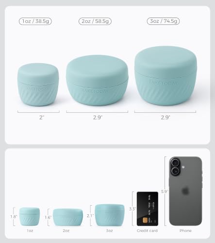 TakeToday Travel Containers for Toiletries, 2oz, 4 Pack, Apricot | Air Travel Leak-Proof, TSA Approved, Silicone Jars with Lid, for Cosmetics & Toiletries - color: Grey