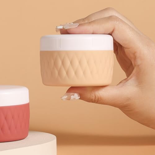Kuangre Travel Containers for Toiletries, Silicone Cream Jars BPA-Free, TSA Approved 2oz Travel Size Containers, Leak-proof Silicone Jars with Lid for Cosmetic Face Hand Body Cream (4 Pack) - color: Terracotta, size: 2 Ounces