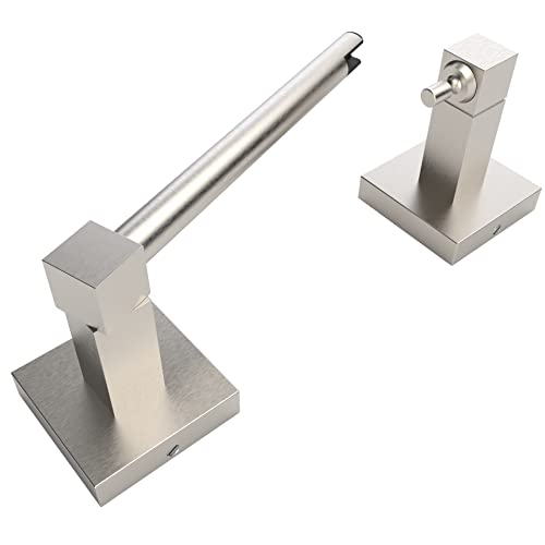 Ruacq Toilet Paper Holder Brushed Nickel Double Post Pivoting Square Tissue Holders Roll Holder Hangers Toilet Paper Stand Stainless Steel and Zinc Alloy Modern Wall Mounted - color: Brushed Nickel, size: Square