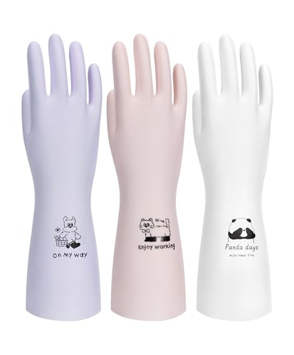 LANON 3 Pairs wahoo Nitrile Cleaning Gloves, Latex free Reusable Dishwashing Gloves for Kitchen, Bathroom, Gardening, Pet Care,Heavy-Duty, Durable, Non-Slip,12 Mil,Colorful Small - color: Mix (Pack of 3), size: Small (Pack of 3)