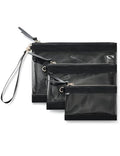 Popvibe Clear Makeup Bag for Traveling with Zipper Cosmetic Clear Travel Bag Organizer Pouches for Purse Clear Toiletry Bag Women Car Essential Bag Transparent Make Up Bag Set 3Pack, Black - color: Black