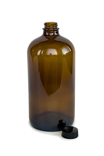 Vivaplex, 2, Amber, 32 oz Glass Bottles, with Lids