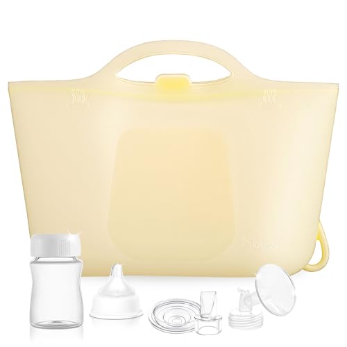 Microwave Steam Sterilizer Bag for Baby Bottles, Breast Pump Parts & Toddler Accessories, Reusable Portable Bottle sterilizer for Travel and Home Use (Clear Yellow) - color: Clear Yellow