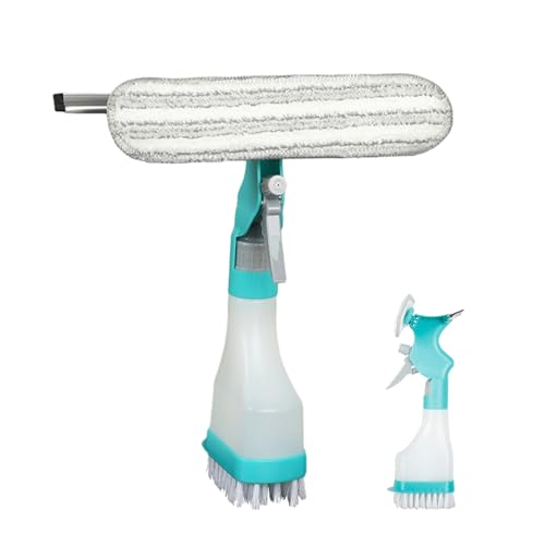 4 in 1 Window Cleaning Kit, Professional Window Vacuum Squeegee with Spray Bottle, Cleaner Brush Tools for Shower Wall Mirror Glass Car Windshield Countertop